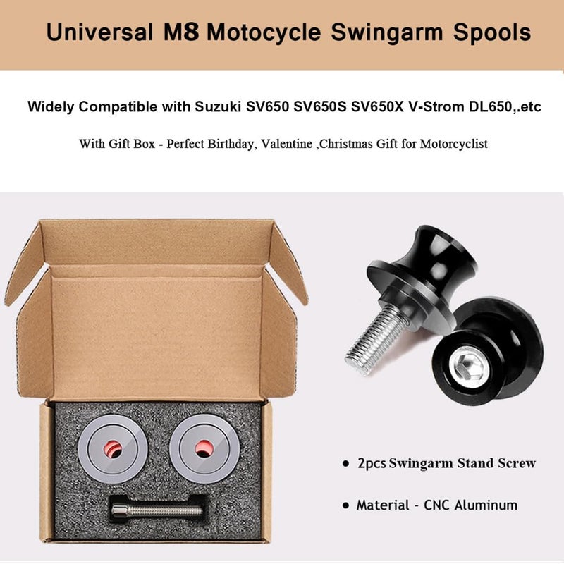 FREAXLL 2pcs M8*1.5 Motorcycle Swing Arm Sliders Spools Fit with S-uzuki SV650 SV 650 SV650X SV650S V-Strom DL650 DL1000 (Black) - Image 3